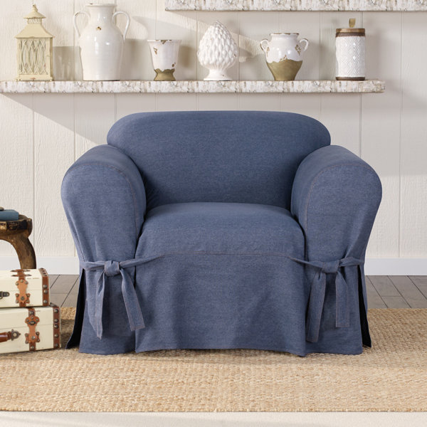 Sure Fit Authentic Denim Box Cushion Armchair Slipcover & Reviews Wayfair